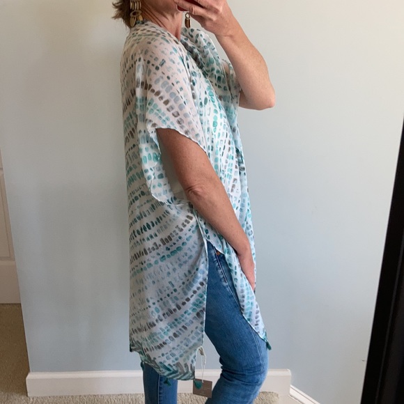 Teal Green Print Boho Kimono - Picture 6 of 7